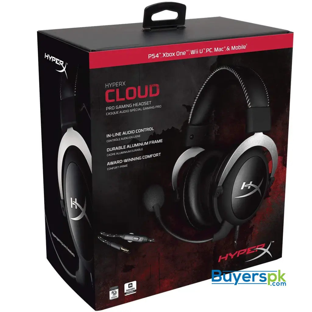 HyperX Cloud Pro Gaming Headset - Silver - with in-Line Audio Control for PS4 Xbox One and PC (HX-HSCL-SR/NA) - Headset HyperX Cloud Pro Gaming Headset - Silver - with in-Line Audio Control for PS4 Xbox One and PC (HX-HSCL-SR/NA) - Headset